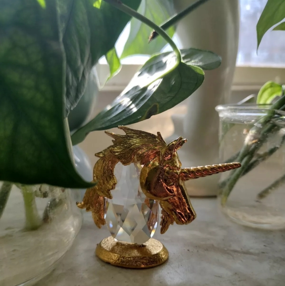 Vintage unicorn with crystal figurine